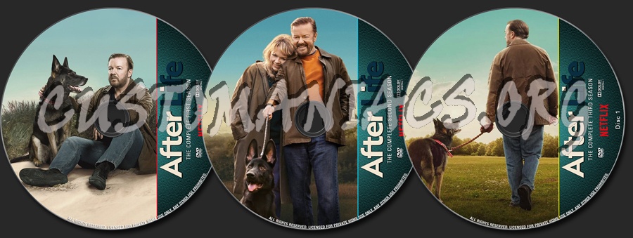 After Life Seasons 1-3 dvd label