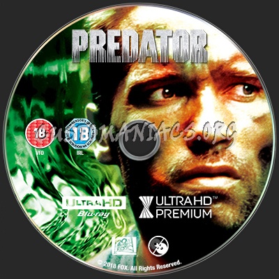 Predator 1987 Blu-ray UHD Label blu-ray label
