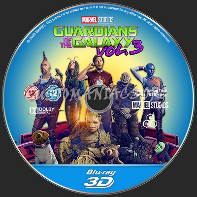 Guardians of the Galaxy Vol.3 Bluray 3D blu-ray label