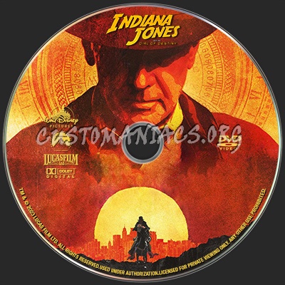 Indiana Jones 5 and the Dial of Destiny (2023) DVD Label dvd label