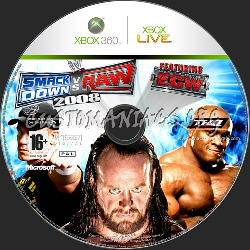 WWE SMackdown Vs Raw 2008 dvd label