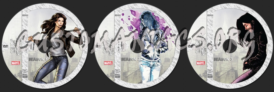 Jessica Jones 3 season 4 disc sets dvd label