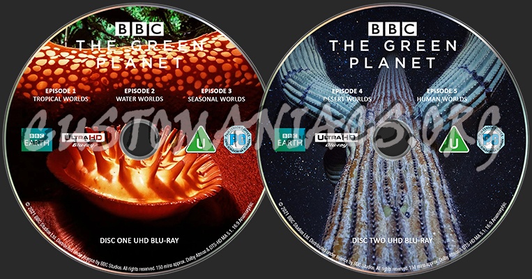 BBC The Green Planet UHD Blu-ray 1 + 2 blu-ray label