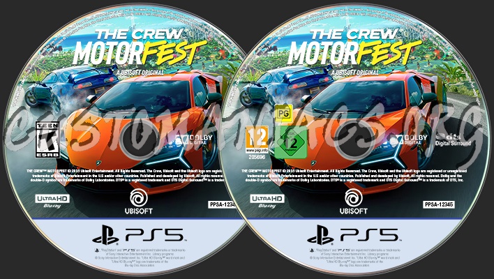 THE CREW MOTORFEST Standard Edition (PS5) (EU+US) Disc Labels! dvd label