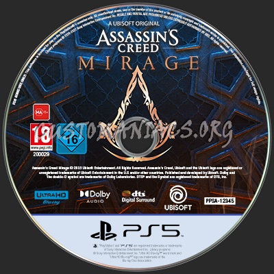 Assassin's Creed Mirage PS5 Disc Label v1!! dvd label