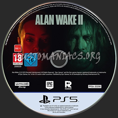 Alan Wake 2 Custom Label (PS5) v2 dvd label