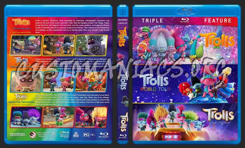 Trolls Triple Feature blu-ray cover