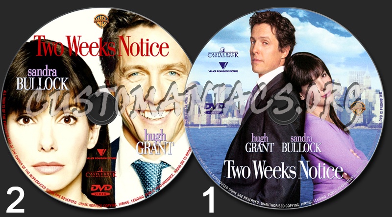 Two Weeks Notice dvd label