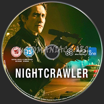 NIGHTCRAWLER (2014) Blu-ray Label dvd label