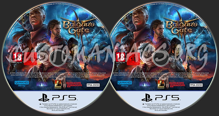 Baldur's Gate 3 (PS5) Disc Custom Labels v2 dvd label