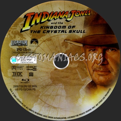 Indiana Jones and the Kingdom of The Crystal Skull blu-ray label