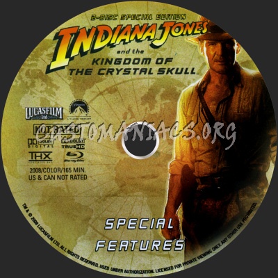 Indiana Jones and the Kingdom of The Crystal Skull blu-ray label