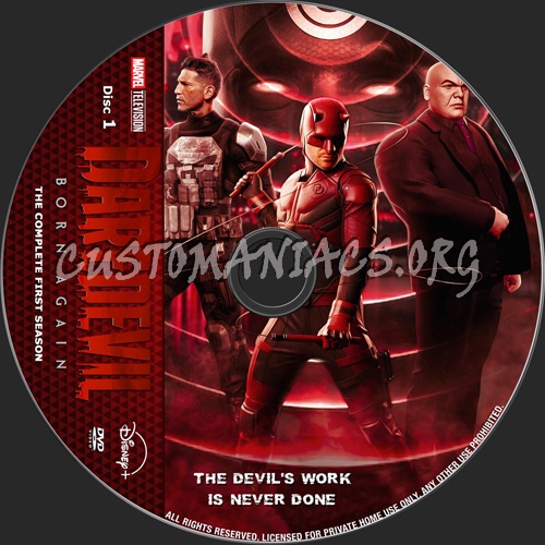 Daredevil Born Again Season 1 dvd label