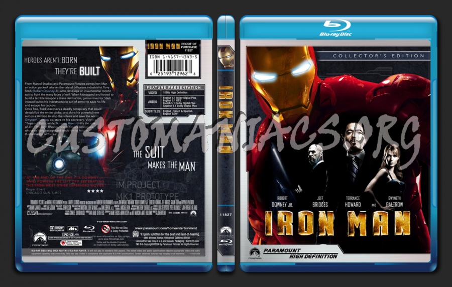 Iron Man blu-ray cover