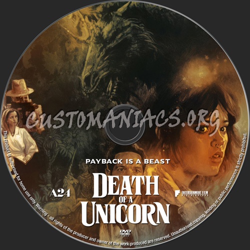 Death Of A Unicorn dvd label