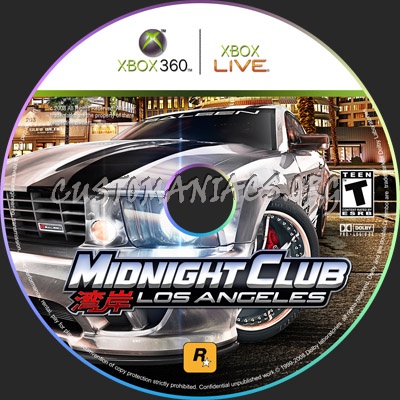 Midnight Club Los Angeles dvd label