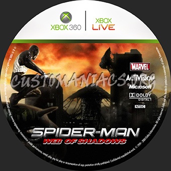 Spider-Man: Web Of Shadows dvd label