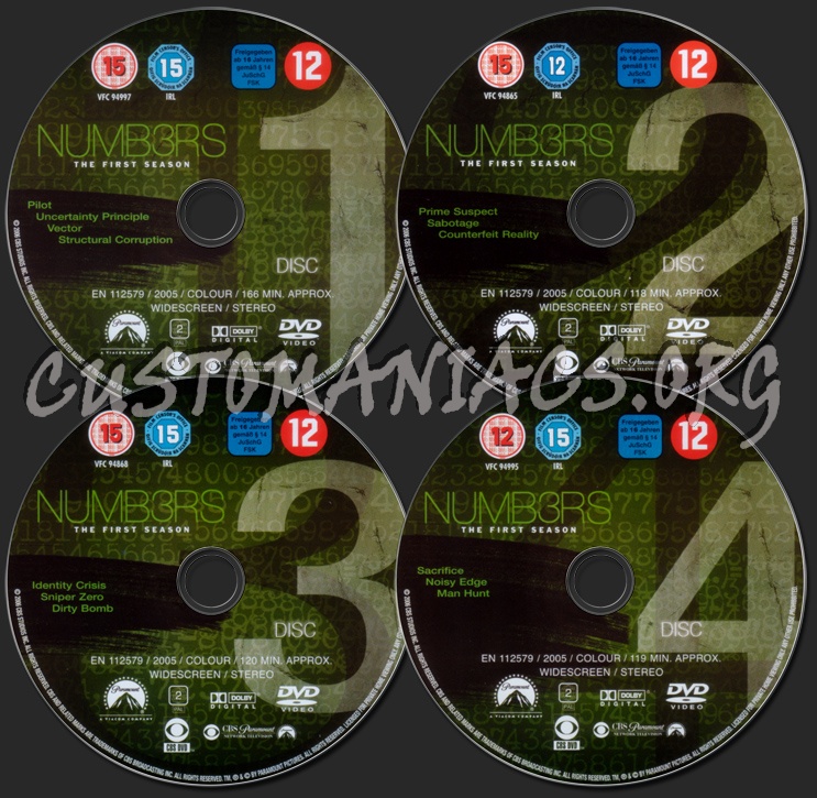 Numb3rs Series 1 dvd label