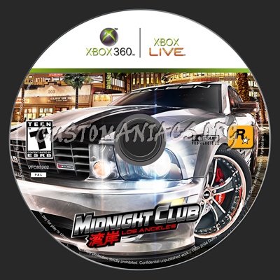 3 LABELS for Midnight Club Los Angeles dvd label