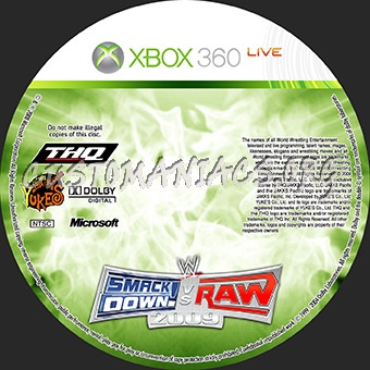 WWE Smackdown vs Raw 2009 dvd label