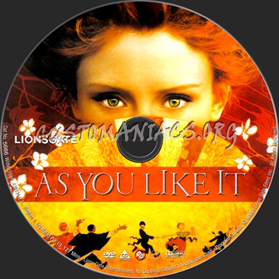 As You Like It dvd label