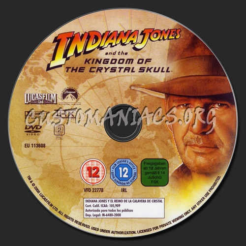 Indiana Jones and the Kingdom of the Crystal Skull dvd label