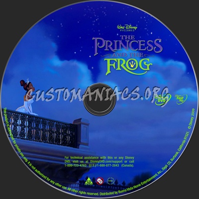 The Princess and the Frog dvd label