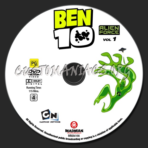 Ben 10 - Alien Force Volume 1 dvd label