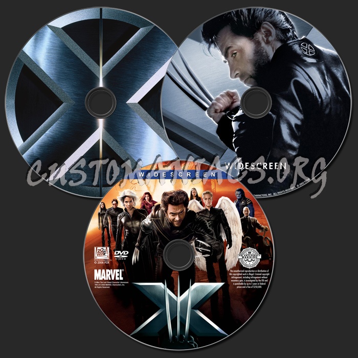X-Men 1, 2 & 3 dvd label