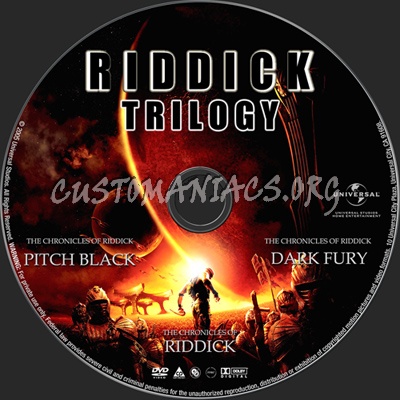 Riddick Trilogy dvd label