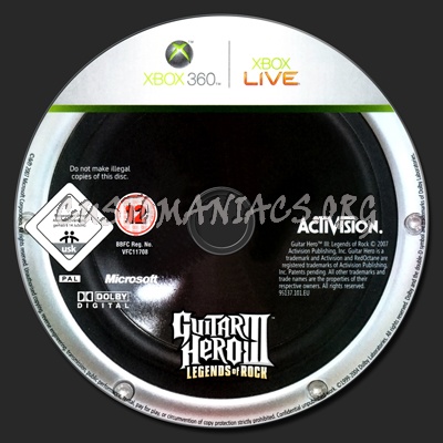 Guitar Hero 3: Legends of Rock dvd label