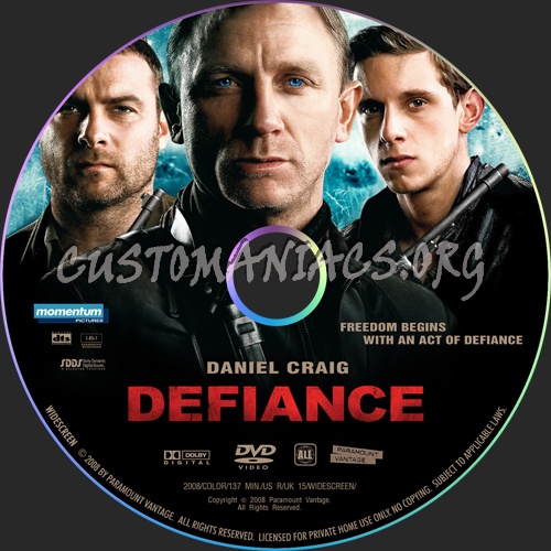 Defiance dvd label