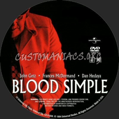 Blood Simple dvd label