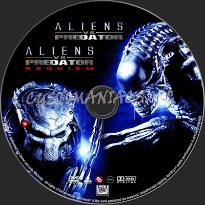 AvP Aliens v Predator 1 & 2 dvd label