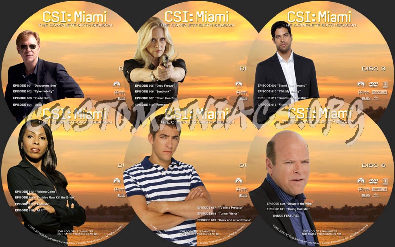 CSI: Miami Season 6 dvd label