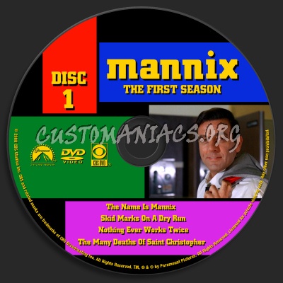 Mannix Season 1 dvd label