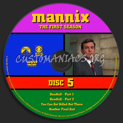 Mannix Season 1 dvd label