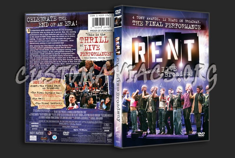 Rent Filmed Live on Broadway dvd cover