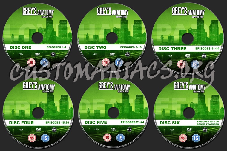 Grey's Anatomy Series 5 dvd label