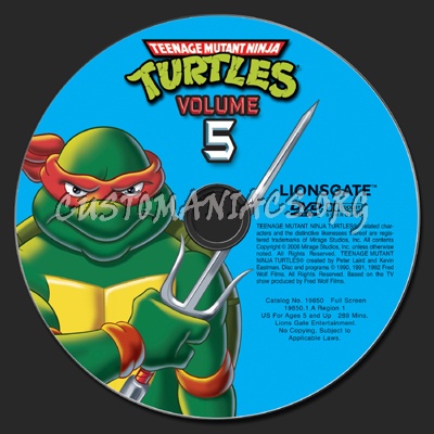 Teenage Mutant Ninja Turtles Volume 5 dvd label