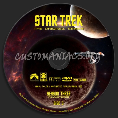 Star Trek - The Original Series Season Three  Remastered dvd label