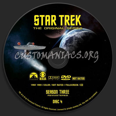 Star Trek - The Original Series Season Three  Remastered dvd label