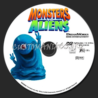 Monsters vs Aliens dvd label