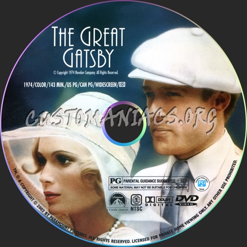 The Great Gatsby dvd label