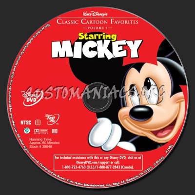 Classic Cartoon Favorites Volume 1 - Starring Mickey dvd label