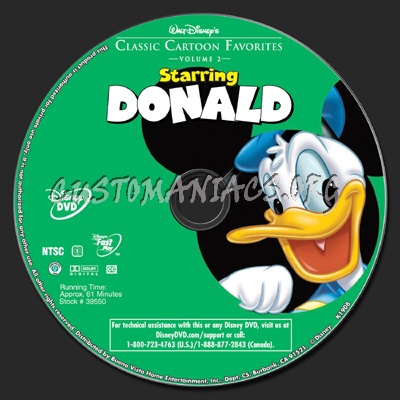 Classic Cartoon Favorites Volume 2 - Starring Donald dvd label