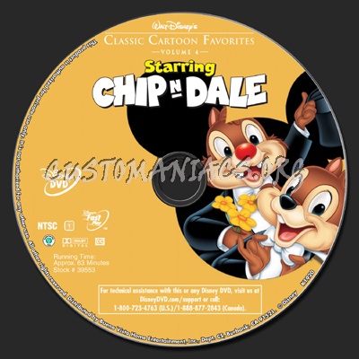 Classic Cartoon Favorites Volume 4 - Starring Chip n Dale dvd label