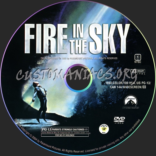 Fire in the Sky dvd label