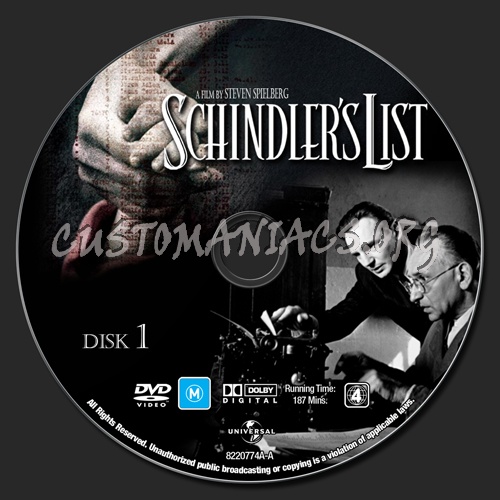 Schindler's List dvd label