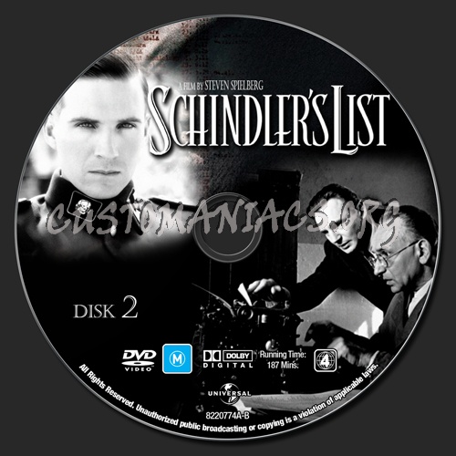 Schindler's List dvd label